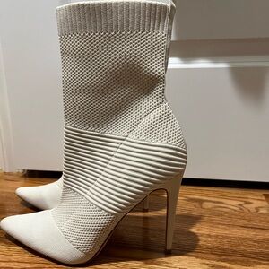 Cream knit boots